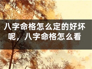 八字命格怎么定的好坏呢,八字命格怎么看