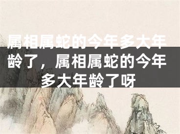 属相属蛇的今年多大年龄了，属相属蛇的今年多大年龄了呀