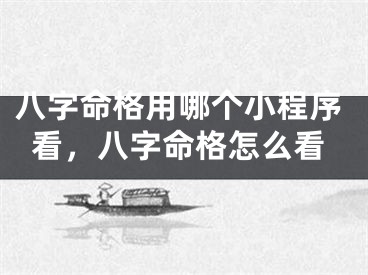八字命格用哪个小程序看，八字命格怎么看