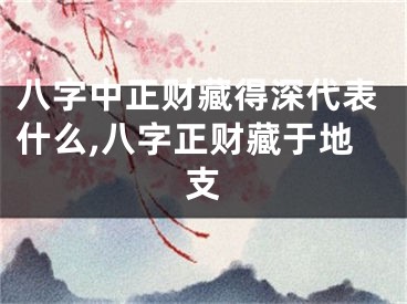 八字中正财藏得深代表什么,八字正财藏于地支