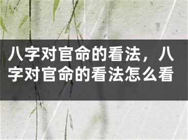 八字对官命的看法，八字对官命的看法怎么看
