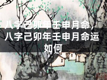 八字己卯年壬申月命，八字己卯年壬申月命运如何