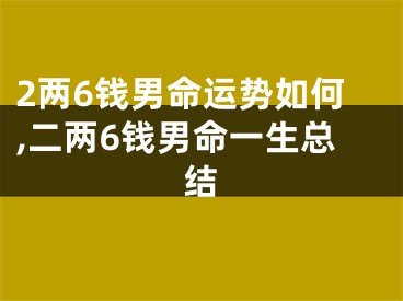 2两6钱男命运势如何,二两6钱男命一生总结