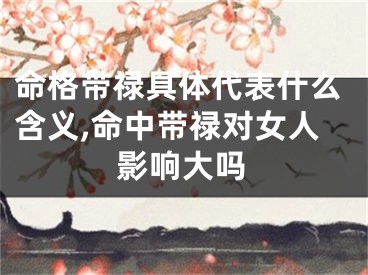 命格带禄具体代表什么含义,命中带禄对女人影响大吗