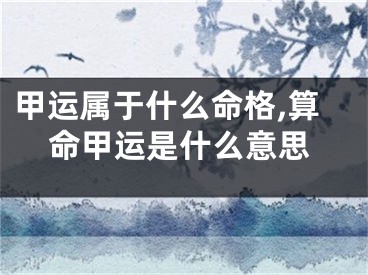 甲运属于什么命格,算命甲运是什么意思