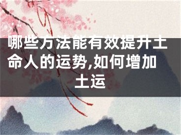 哪些方法能有效提升土命人的运势,如何增加土运