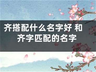 齐搭配什么名字好 和齐字匹配的名字