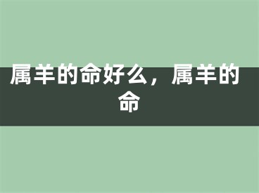 属羊的命好么，属羊的命