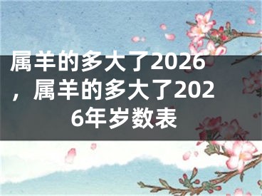 属羊的多大了2026，属羊的多大了2026年岁数表