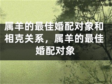 属羊的最佳婚配对象和相克关系，属羊的最佳婚配对象