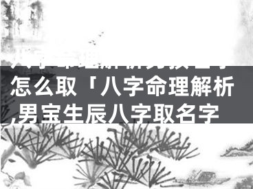 八字命理解析男孩名字怎么取「八字命理解析,男宝生辰八字取名字