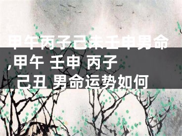 甲午丙子己未壬申男命,甲午 壬申 丙子 己丑 男命运势如何