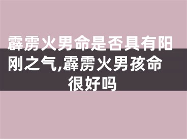 霹雳火男命是否具有阳刚之气,霹雳火男孩命很好吗