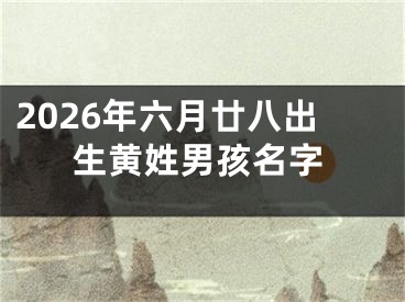 2026年六月廿八出生黄姓男孩名字