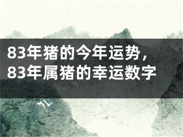 83年猪的今年运势，83年属猪的幸运数字