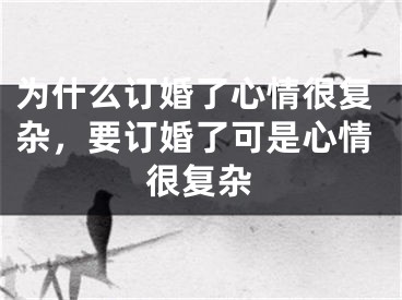 为什么订婚了心情很复杂，要订婚了可是心情很复杂