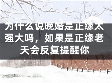 为什么说晚婚是正缘太强大吗，如果是正缘老天会反复提醒你