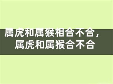 属虎和属猴相合不合，属虎和属猴合不合