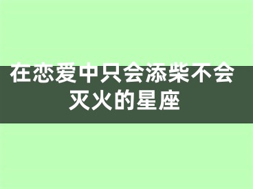 在恋爱中只会添柴不会灭火的星座