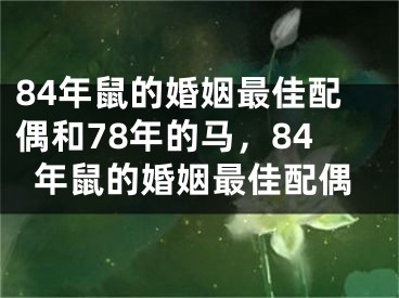 84年鼠的婚姻最佳配偶和78年的马，84年鼠的婚姻最佳配偶