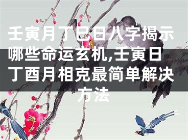 壬寅月丁巳日八字揭示哪些命运玄机,壬寅日丁酉月相克最简单解决方法