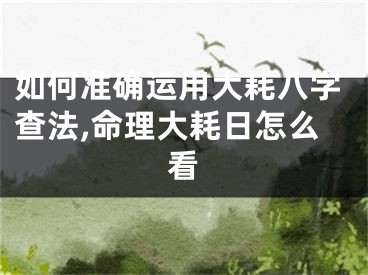 如何准确运用大耗八字查法,命理大耗日怎么看