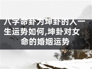 八字命卦为坤卦的人一生运势如何,坤卦对女命的婚姻运势