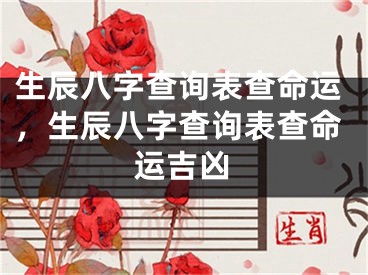 生辰八字查询表查命运，生辰八字查询表查命运吉凶