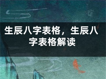 生辰八字表格，生辰八字表格解读