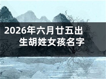 2026年六月廿五出生胡姓女孩名字