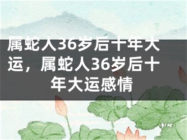 属蛇人36岁后十年大运，属蛇人36岁后十年大运感情