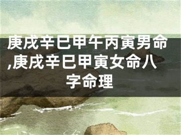 庚戌辛巳甲午丙寅男命,庚戌辛巳甲寅女命八字命理