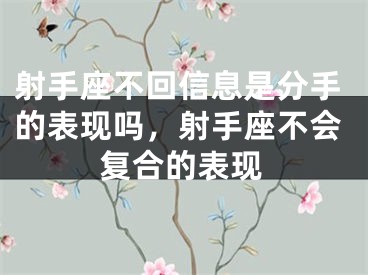 射手座不回信息是分手的表现吗,射手座不会复合的表现