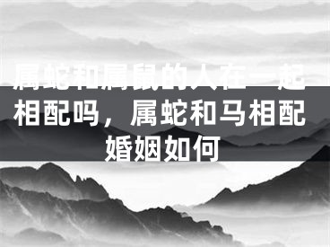 属蛇和属鼠的人在一起相配吗，属蛇和马相配婚姻如何