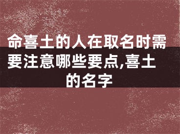 命喜土的人在取名时需要注意哪些要点,喜土的名字