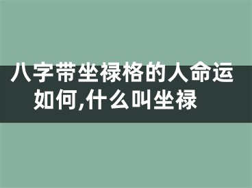 八字带坐禄格的人命运如何,什么叫坐禄