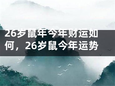 26岁鼠年今年财运如何，26岁鼠今年运势