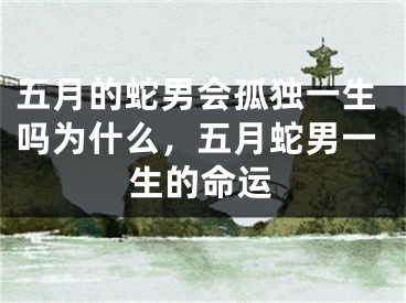 五月的蛇男会孤独一生吗为什么，五月蛇男一生的命运