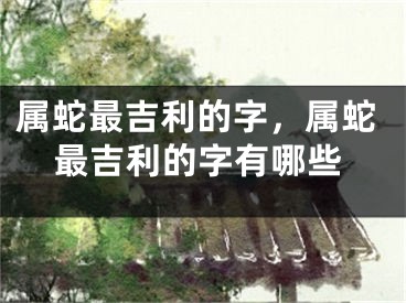 属蛇最吉利的字，属蛇最吉利的字有哪些