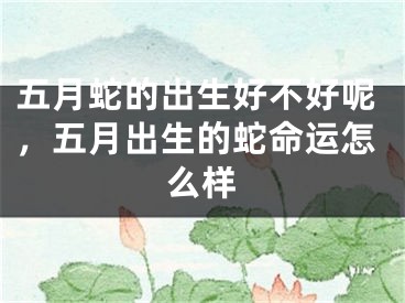 五月蛇的出生好不好呢，五月出生的蛇命运怎么样