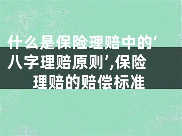 什么是保险理赔中的‘八字理赔原则’,保险理赔的赔偿标准