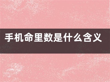手机命里数是什么含义