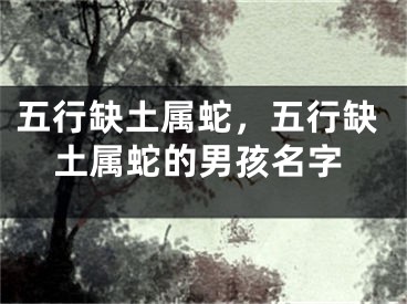 五行缺土属蛇，五行缺土属蛇的男孩名字