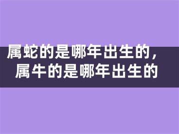 属蛇的是哪年出生的，属牛的是哪年出生的