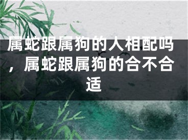 属蛇跟属狗的人相配吗，属蛇跟属狗的合不合适