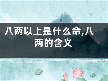 八两以上是什么命,八两的含义
