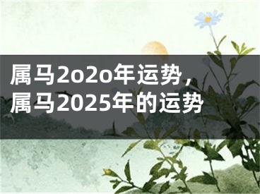 属马2o2o年运势，属马2025年的运势