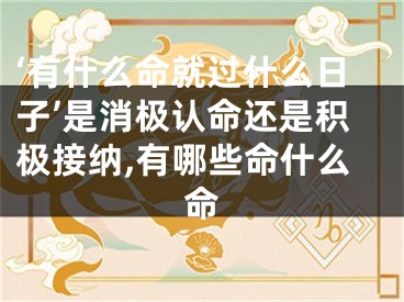 ‘有什么命就过什么日子’是消极认命还是积极接纳,有哪些命什么命