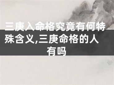 三庚入命格究竟有何特殊含义,三庚命格的人有吗