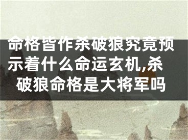 命格皆作杀破狼究竟预示着什么命运玄机,杀破狼命格是大将军吗